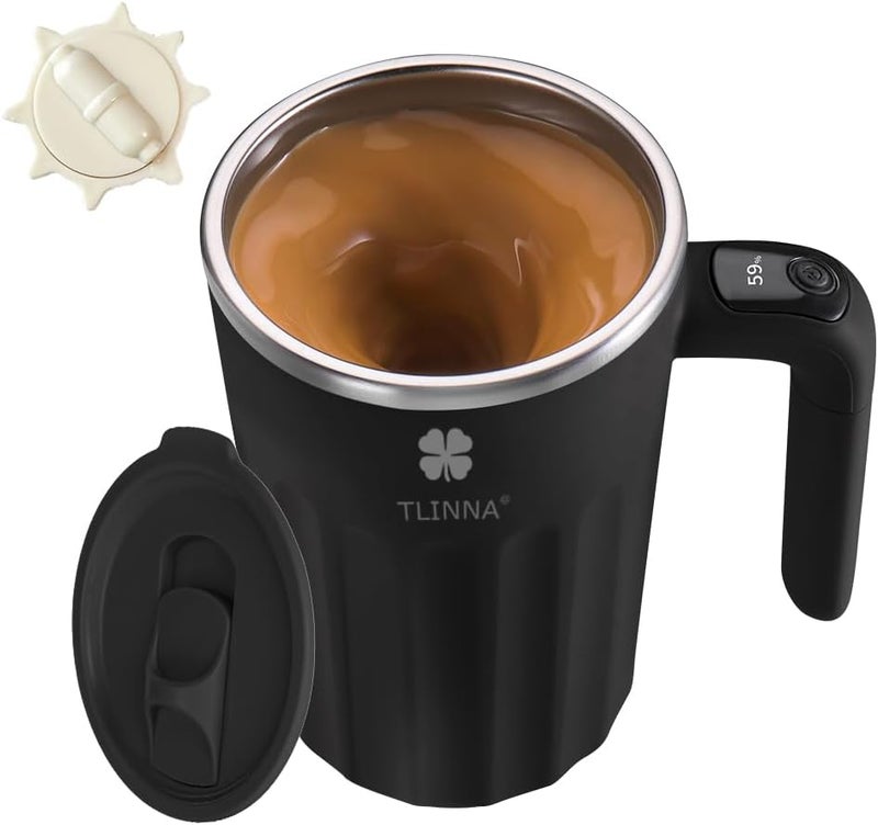 TLINNA Drink Stirrer,Self Stirring Mug,Self Stirring Coffee Mug,Suitable for Coffee, Milk, Cocoa and Other Beverages (Black) - Image 1